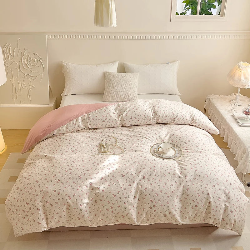 pink floral coquette bedding set