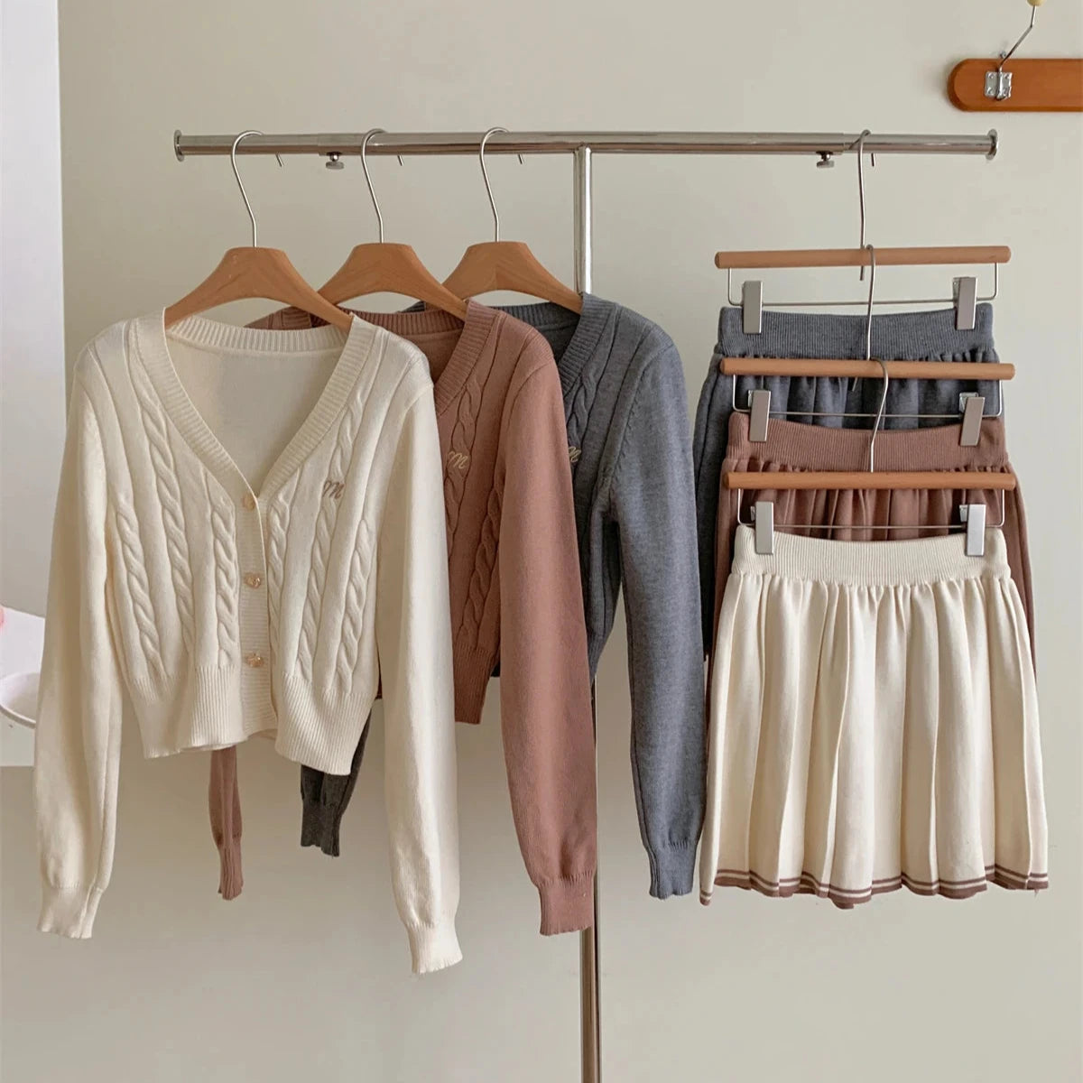 Knitted Vintage Cardigan & Skirt Set
