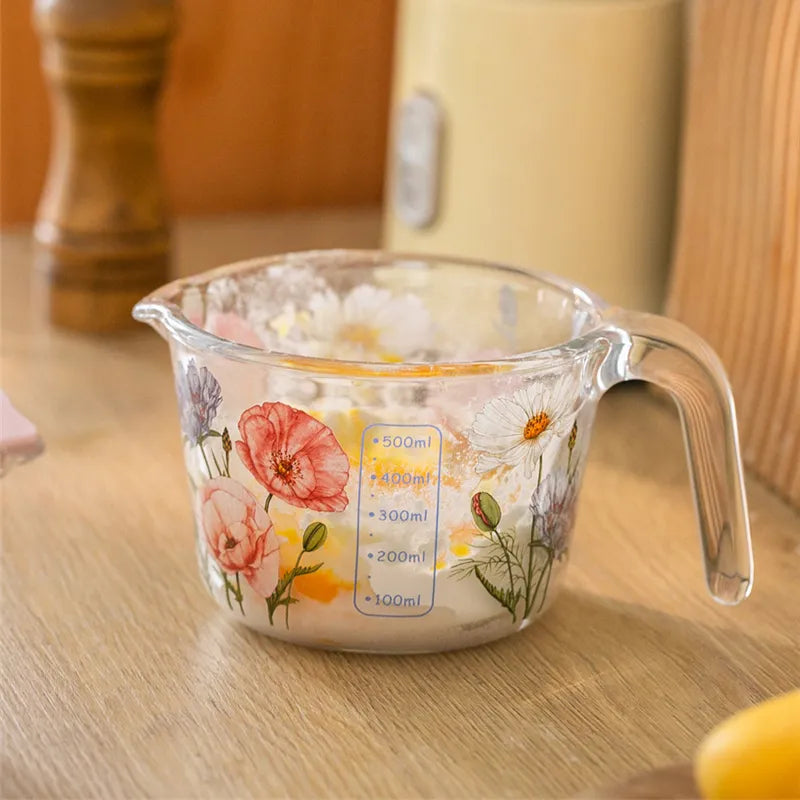 flower print glass jug