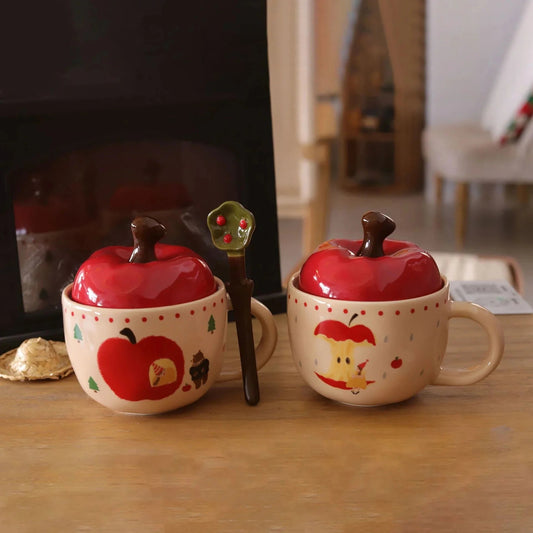 Apple Shape Coffee Cup Set Creative Femininity