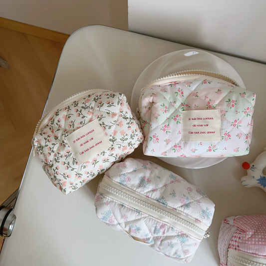 Pink Patchwork Quilted Makeup Bag Creative Femininity