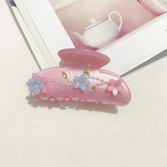 pink rhinestone hair claw clip