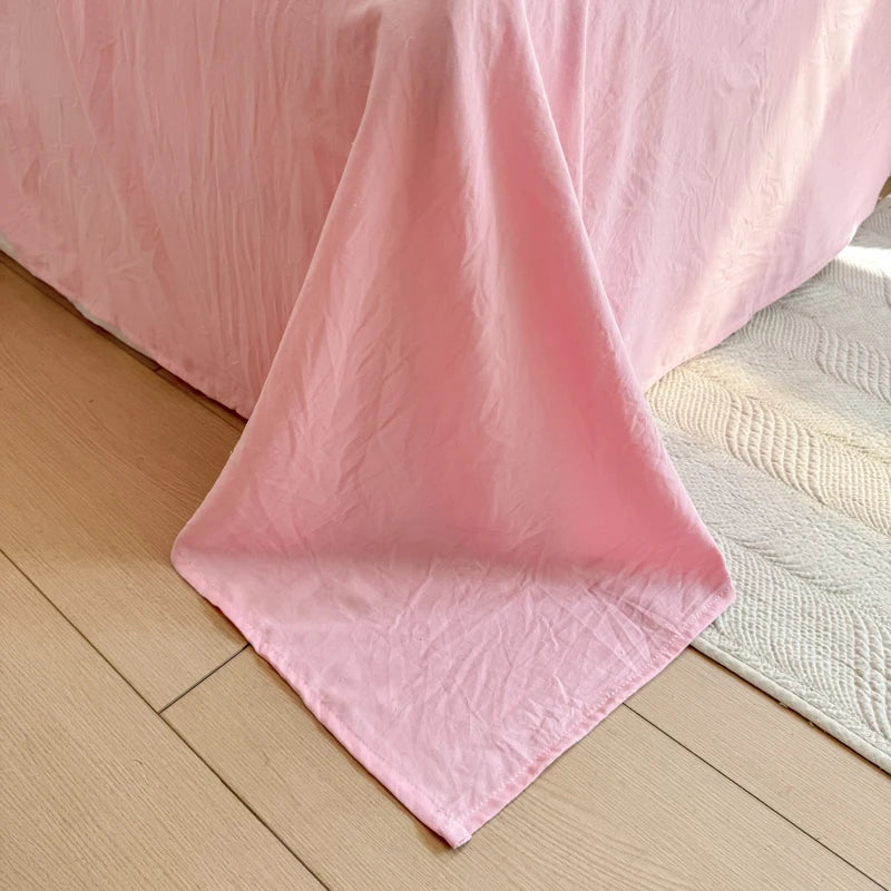 White Ruffle Duvet Cover With Pink Bows