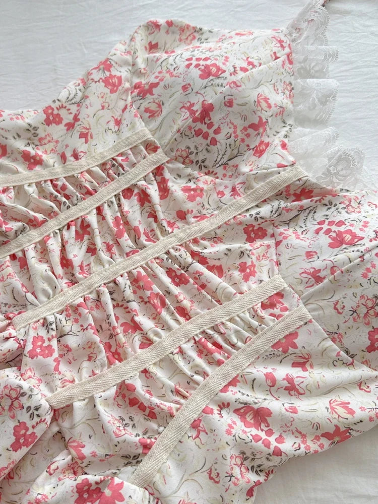 Pink Floral Corset Mini Dress