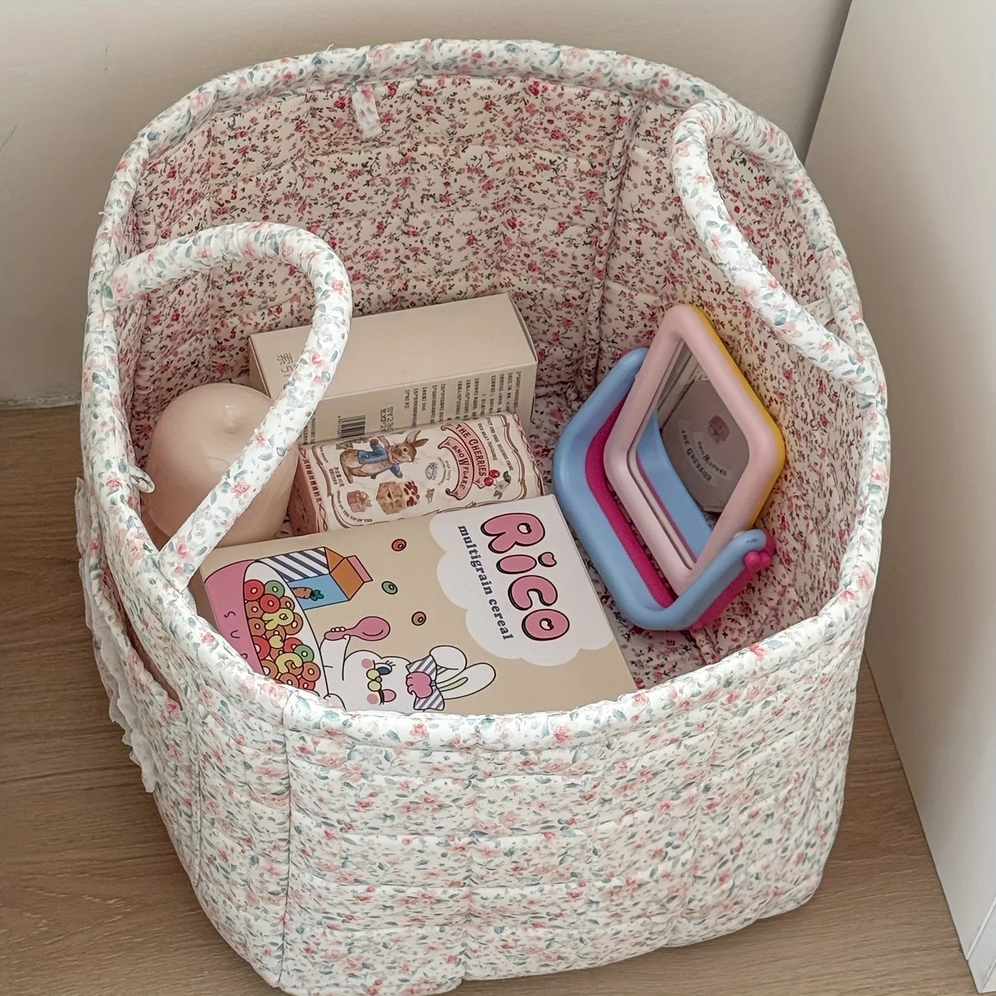 Quilted Floral Storage Baskets Creative Femininity