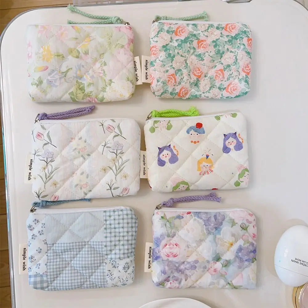 Summer Floral Quilted Makeup Pouch