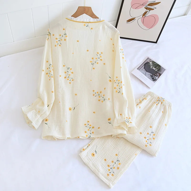 Orange Trim Kimono Pjs
