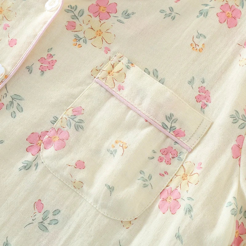 Perfect Floral Cotton Pyjamas With Pink Piping