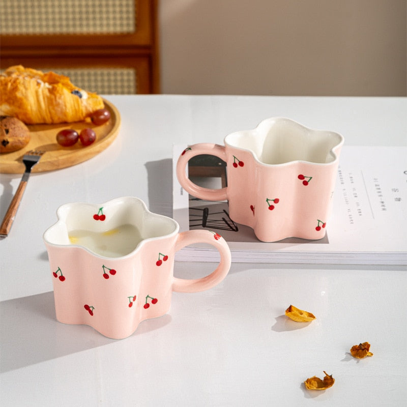 Pink Cherry Design Coffee Cup