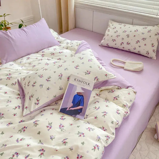 Romantic Purple Floral Bedding Set Creative Femininity