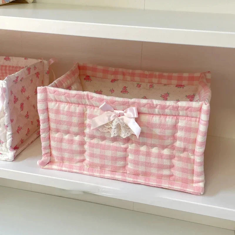 Quilted Fabric Square Storage Baskets