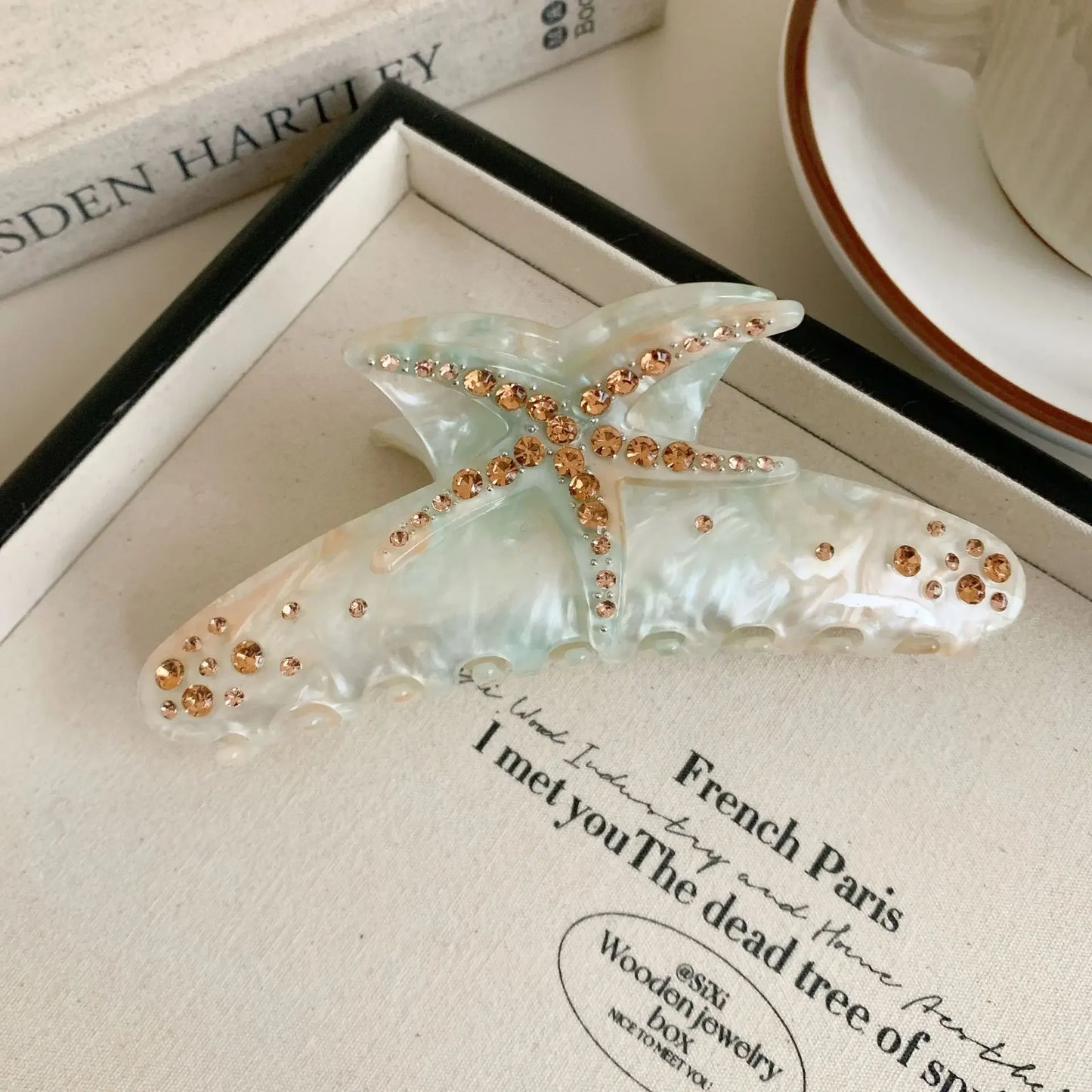 starfish hair clip with diamantés
