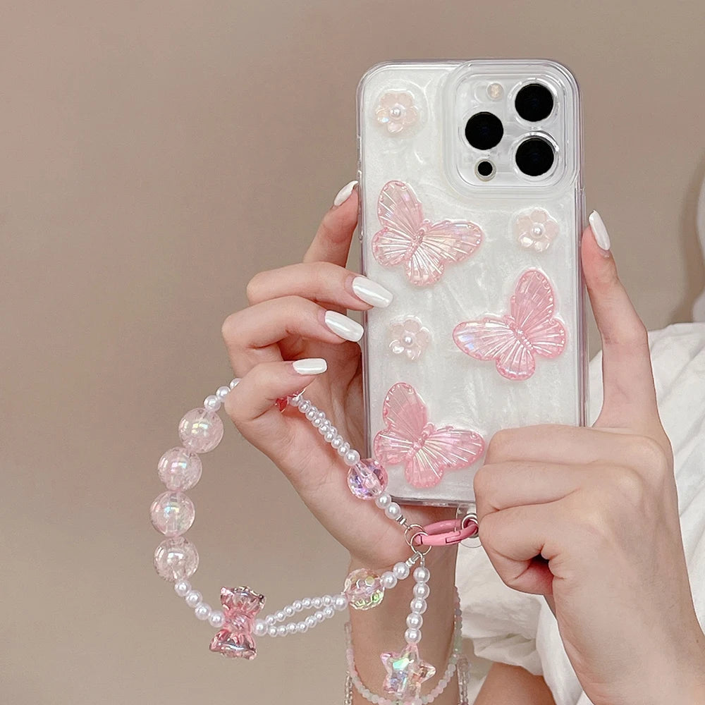 Pink butterfly iPhone case