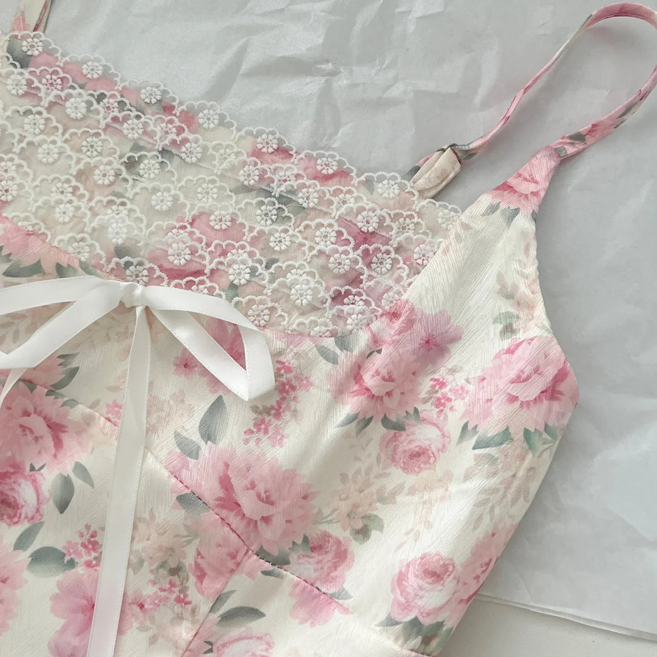 Pink Floral Lace Sun Dress