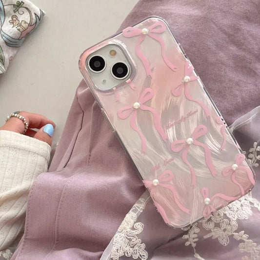 Pearly Pink Ribbon iPhone Case Creative Femininity
