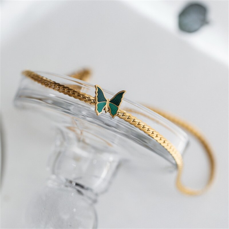 Green Butterfly Charm Necklace