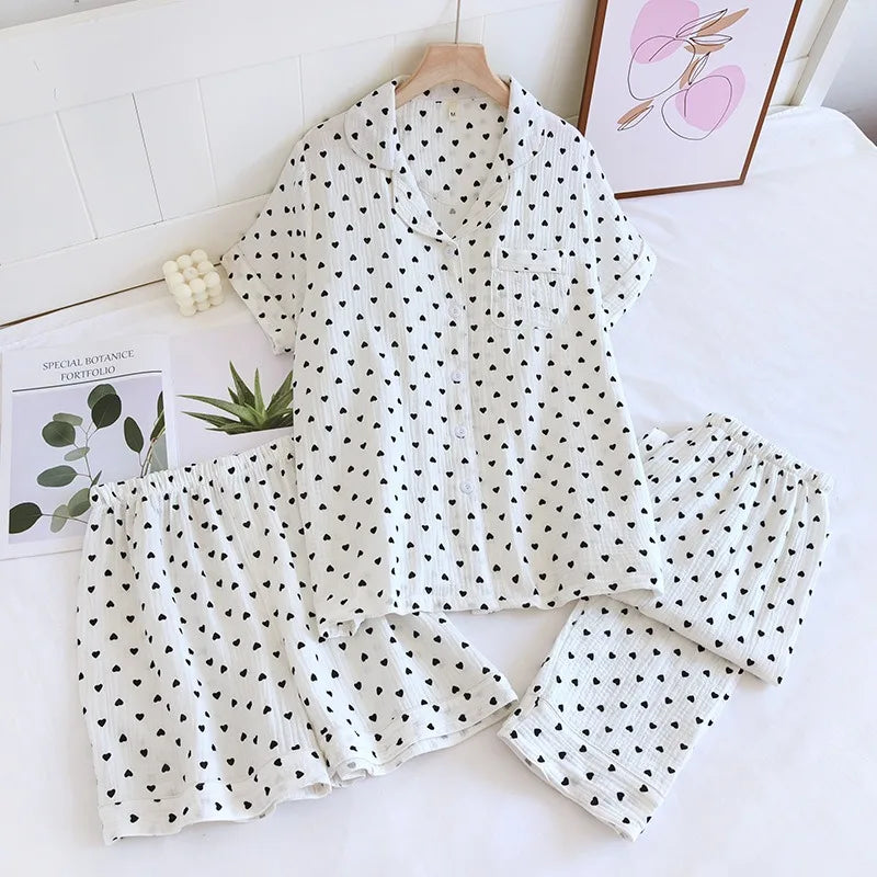 Pink & Red Love Heart 3 Piece Pyjama Set