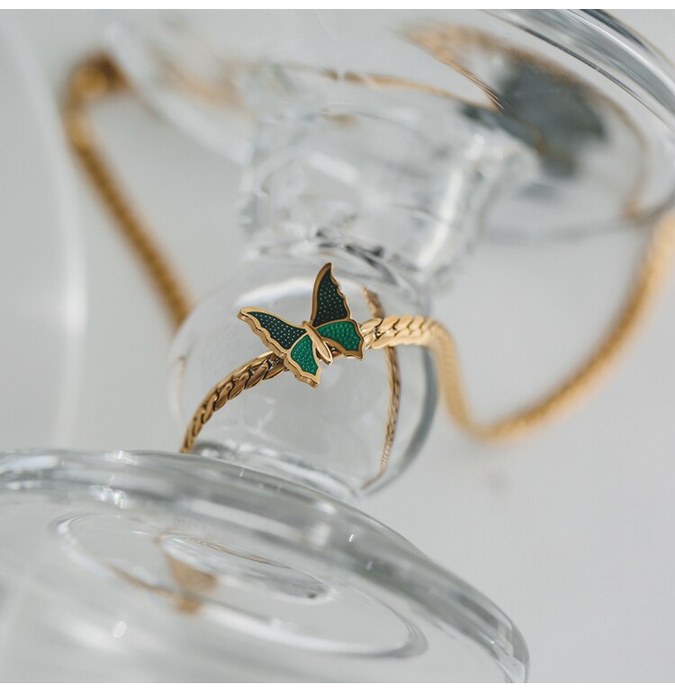 Green Butterfly Charm Necklace