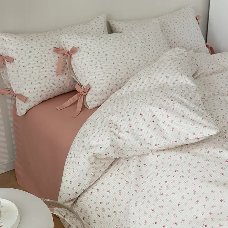 Pink Bow Duvet Cover Set Creative Femininity