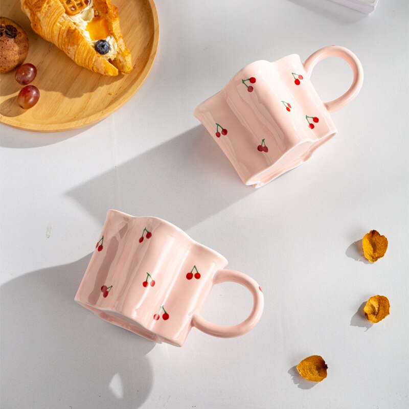 Pink Cherry Design Coffee Cup