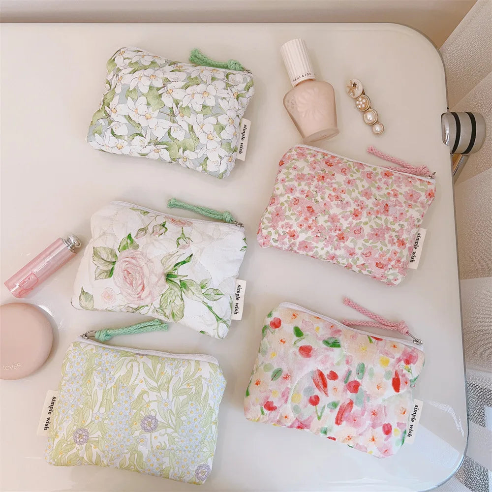 Mini Floral Quilted Cosmetic Bag