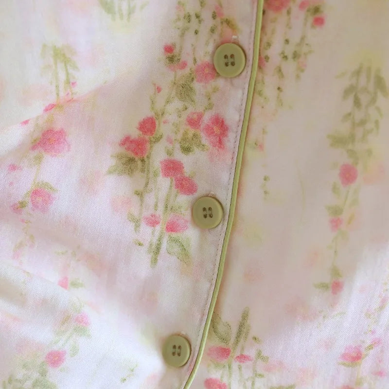 3 Piece Pink & Green Floral Pj Set