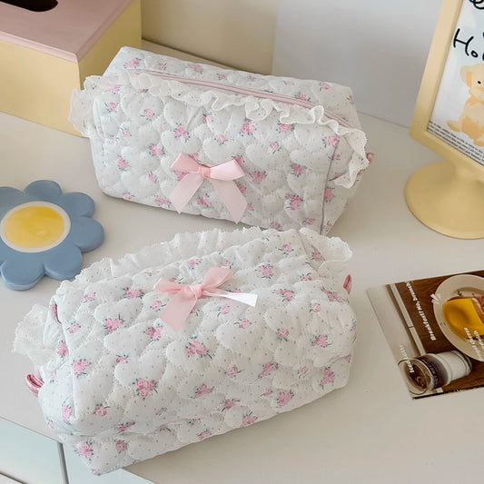 Pink Floral Lace Small Makeup Bag Creative Femininity