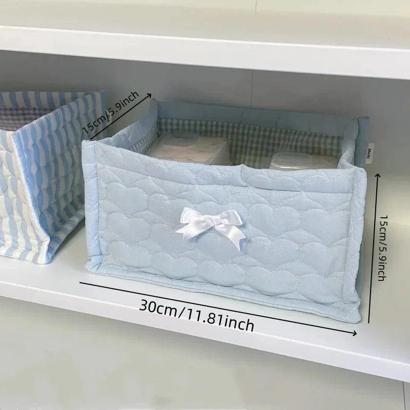 Pink Quilted Fabric Square Storage Baskets Creative Femininity