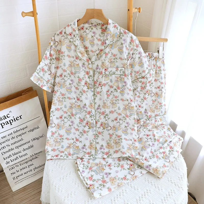 Cotton Floral & Bunny Pyjamas Set
