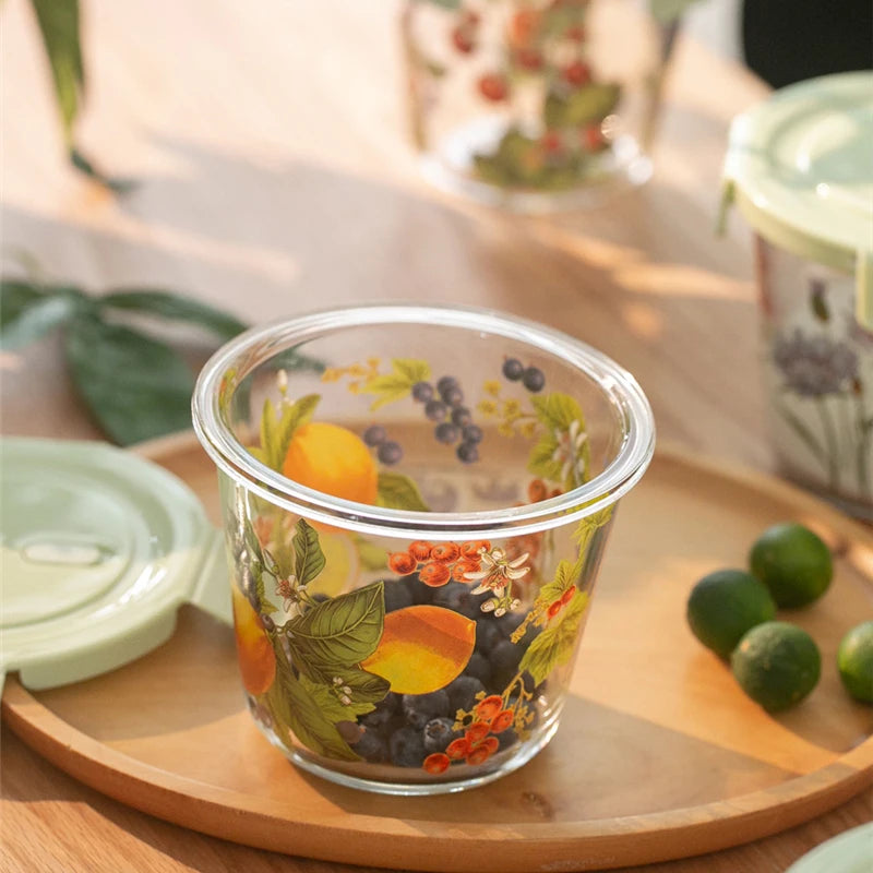 Floral Glass Tub With Lid