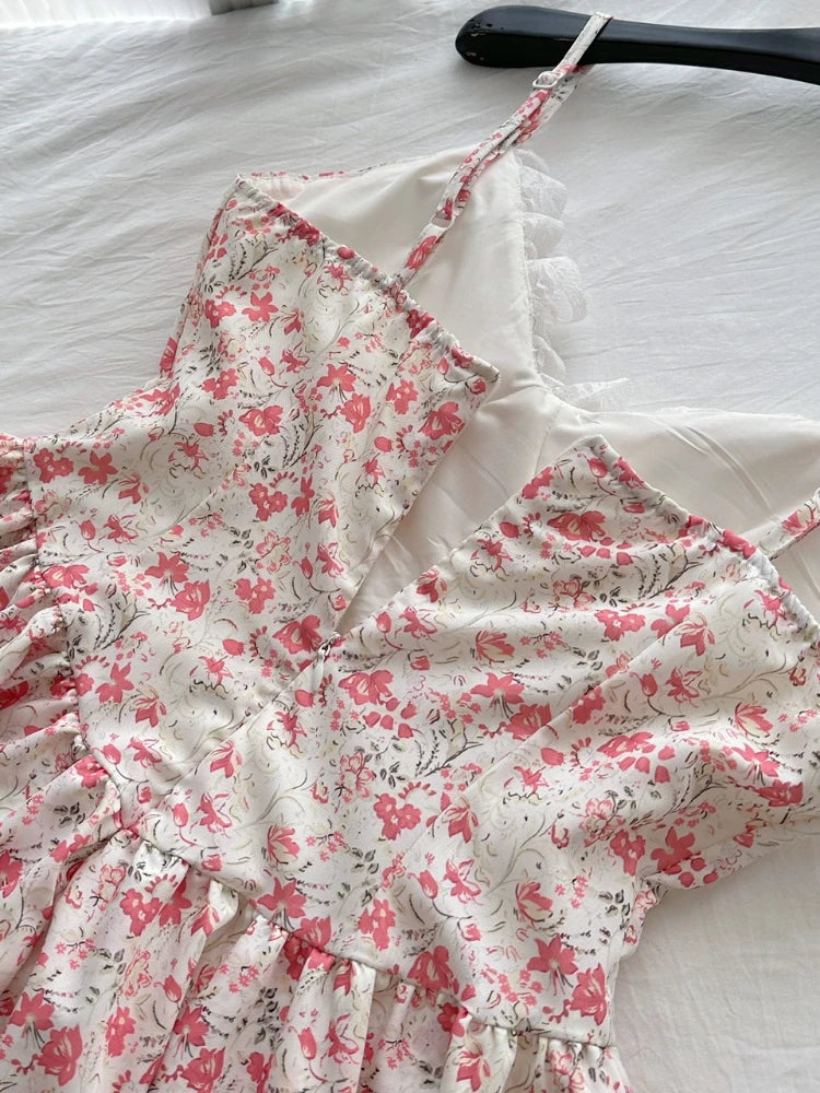 Pink Floral Corset Mini Dress