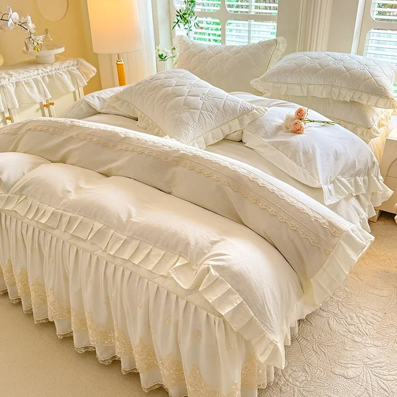 Romantic Floral Ruffle Duvet Cover Creative Femininity