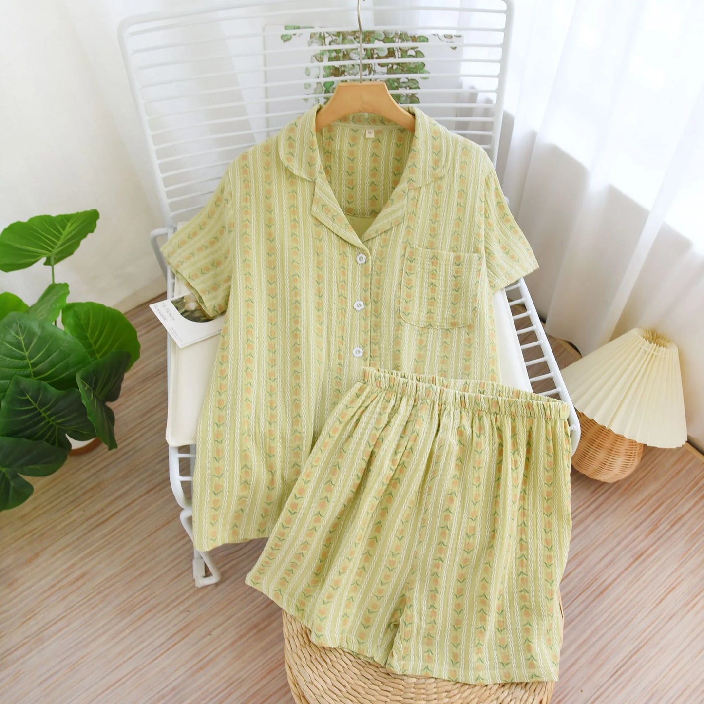 Green short sleeve cottons pjs