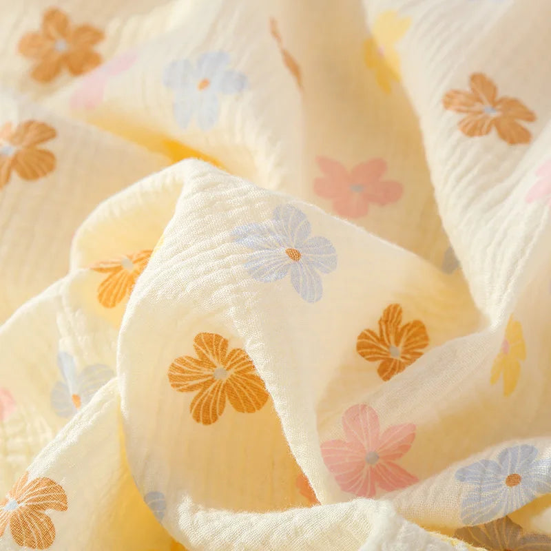 2025 New Spring/Summer Women's Pajama Set Pure Cotton Crepe Sweet and Cute Long Sleeve Long Pants Two Piece Home Clothes Creative Femininity