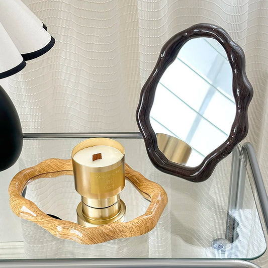 Irregular Wooden Vanity Mirror Creative Femininity