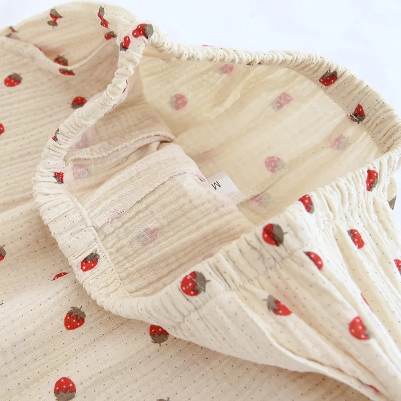 Strawberry Print Cotton Pjs