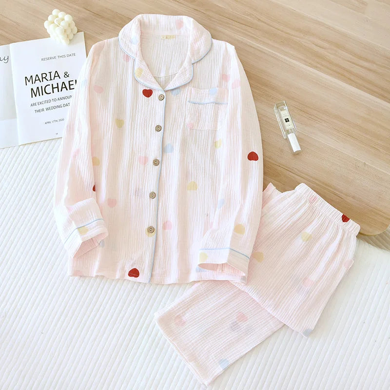 Pink Festive Cotton Gauze Pjs