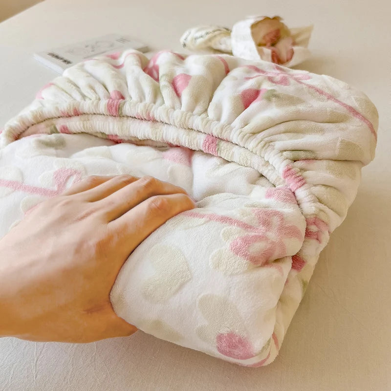 Pink Bow Fleece Bed Sheet & Pillowcase