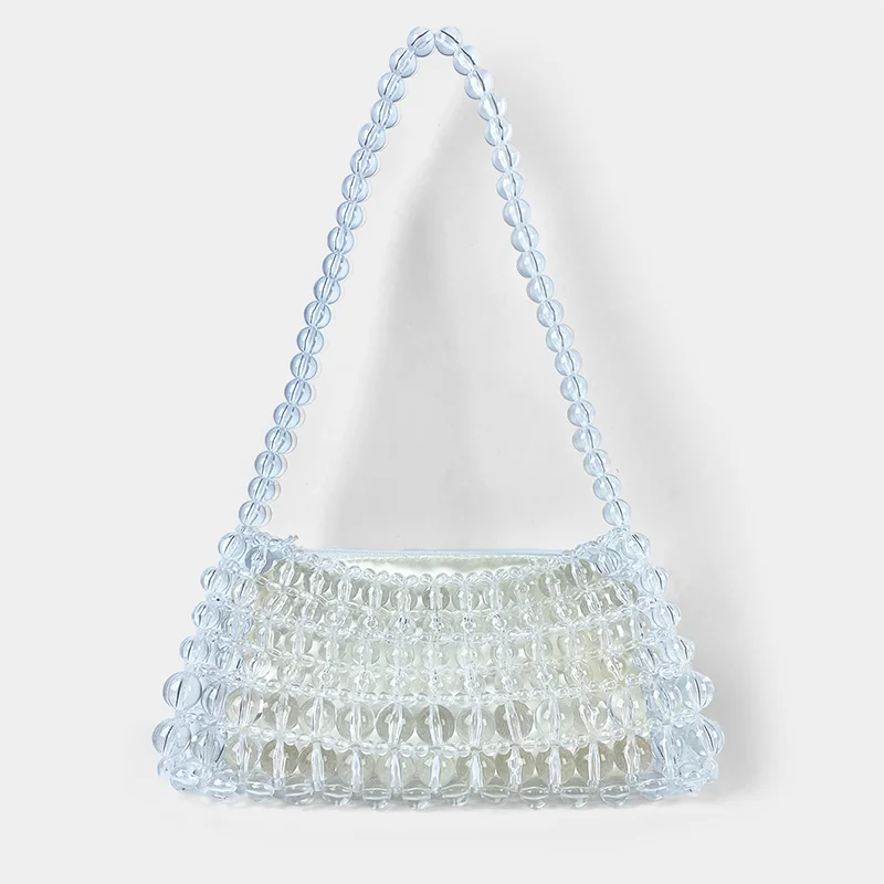 clear beaded mini bag
