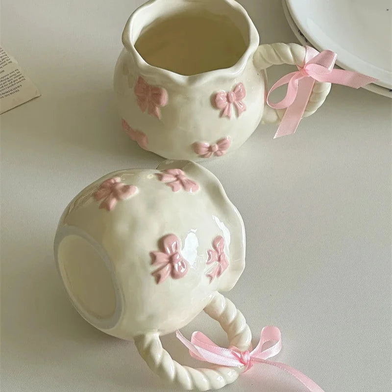 coquette mug with pink bows
