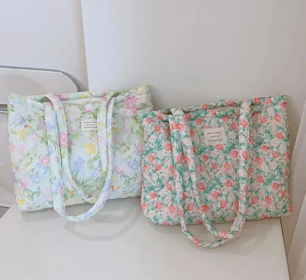 floral quilted tote bag