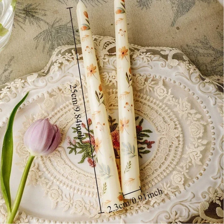 hand painted floral tall candle