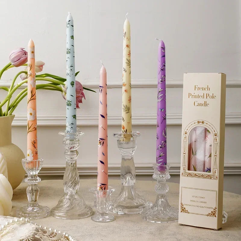 handprinted floral candles
