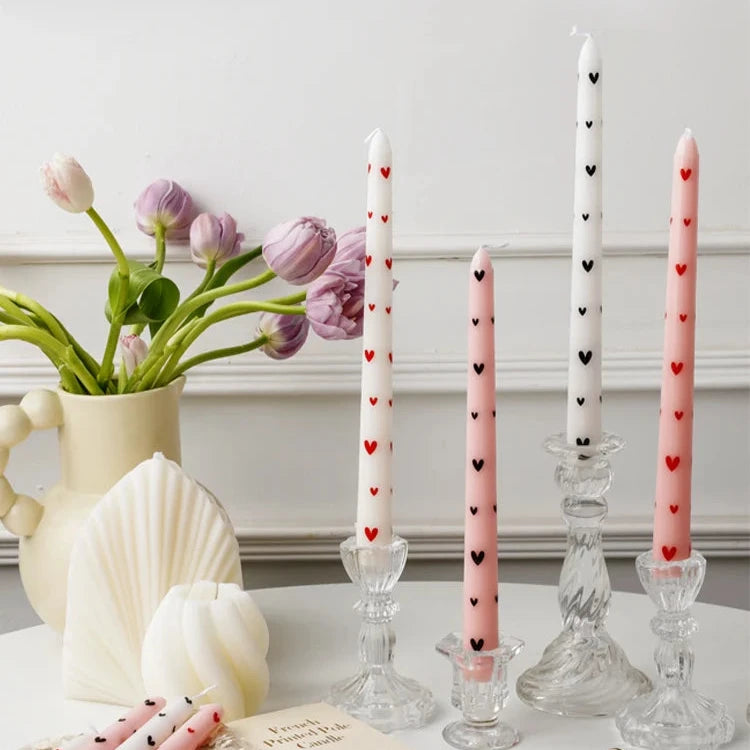 heart painted candle