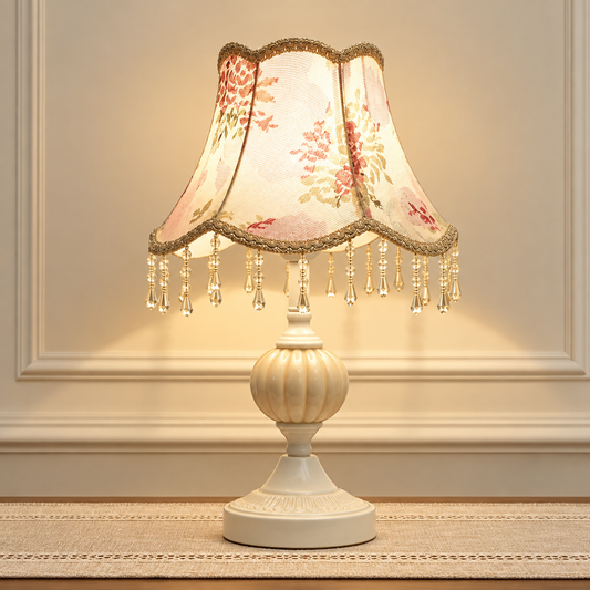 Vintage Floral Glass Tassel Lamp Creative Femininity