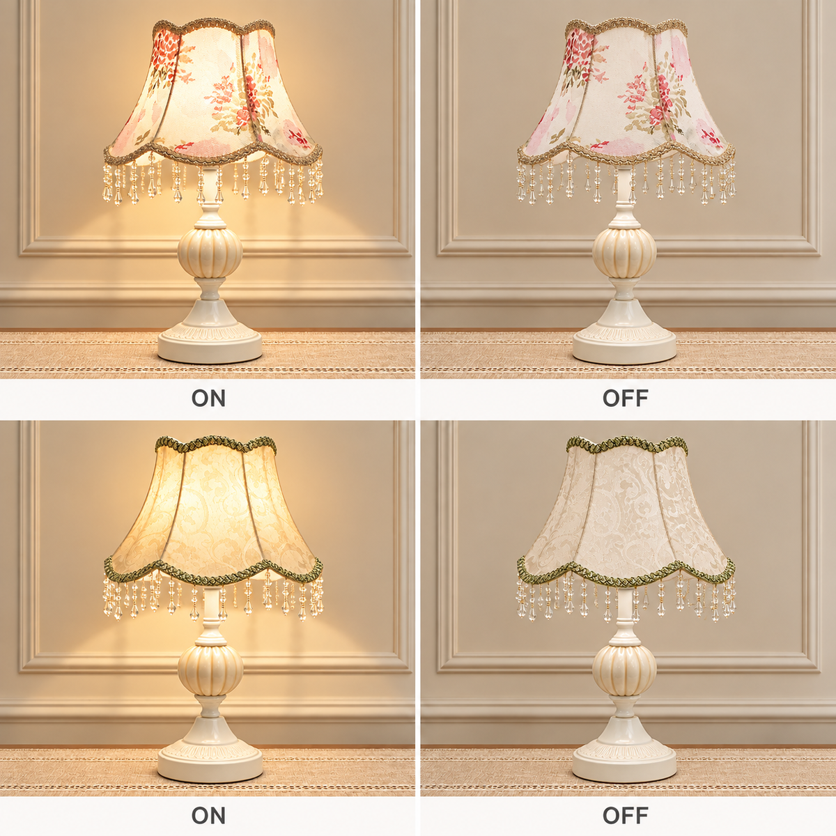 Vintage Floral Glass Tassel Lamp Creative Femininity
