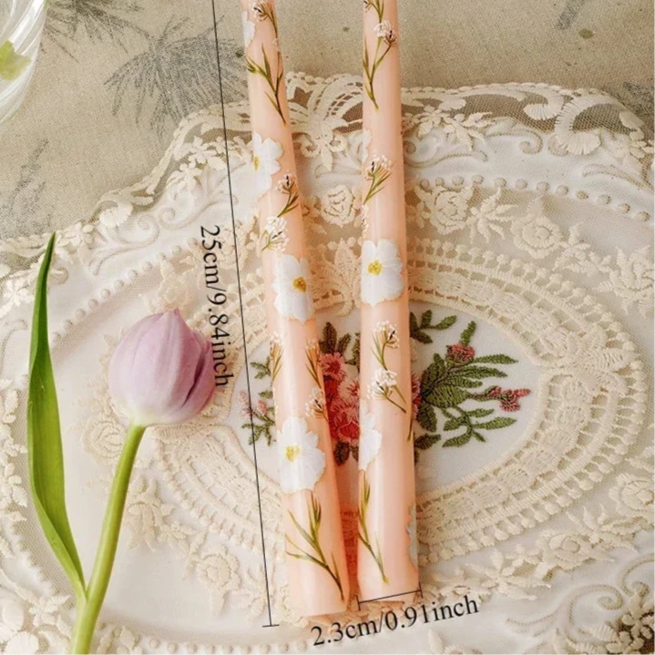 orange and white floral candle