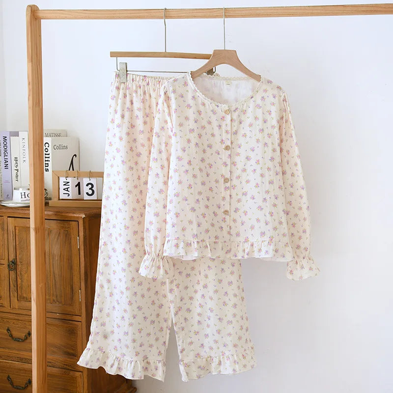 pink floral cotton sleepwear