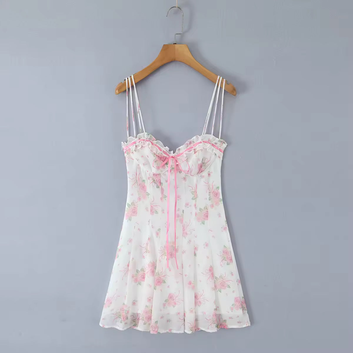 pink floral mini dress