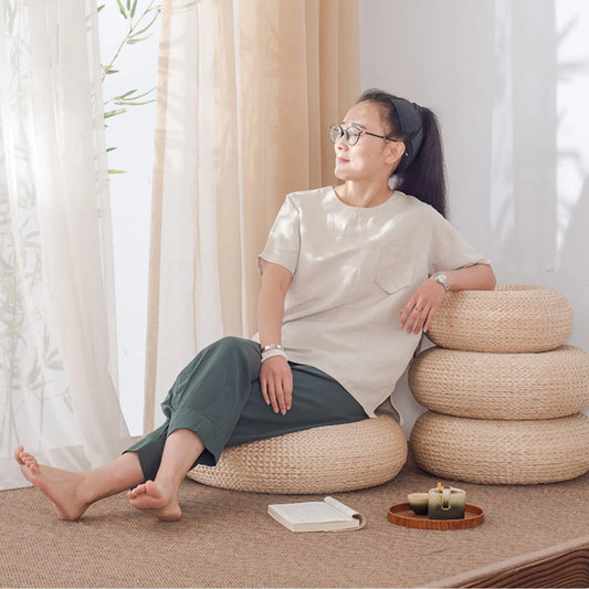Japanese Rattan Floor Cushion CreativeFemininity